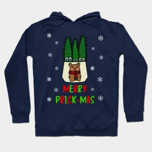 Merry Prick Mas - Eves Pin Cacti In Christmas Bear Pot Hoodie